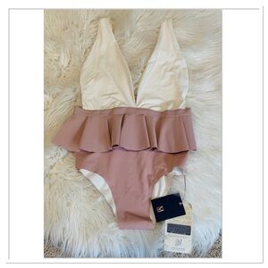 NWT Aquamanile Tulip One Piece Swimsuit Peplum Pink Size Medium